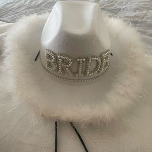 White bride cow girl hat